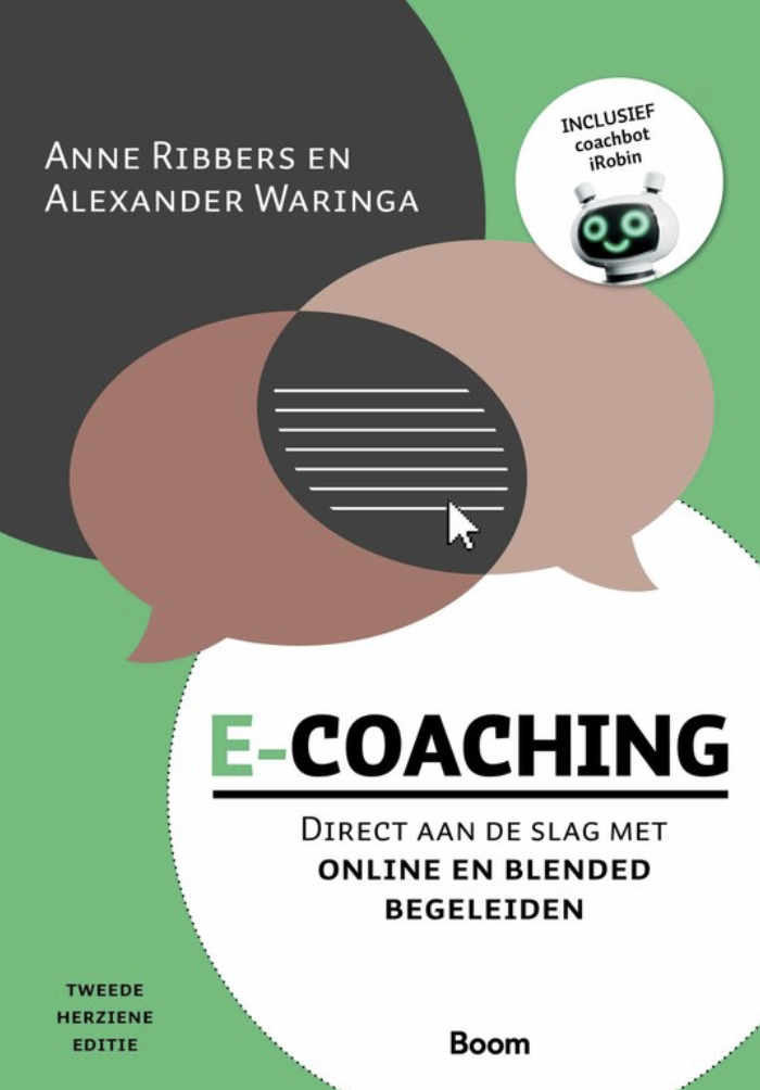 Afbeelding omslagpagina boek E-coaching Direct aan de slag met online en blended begeleiding.